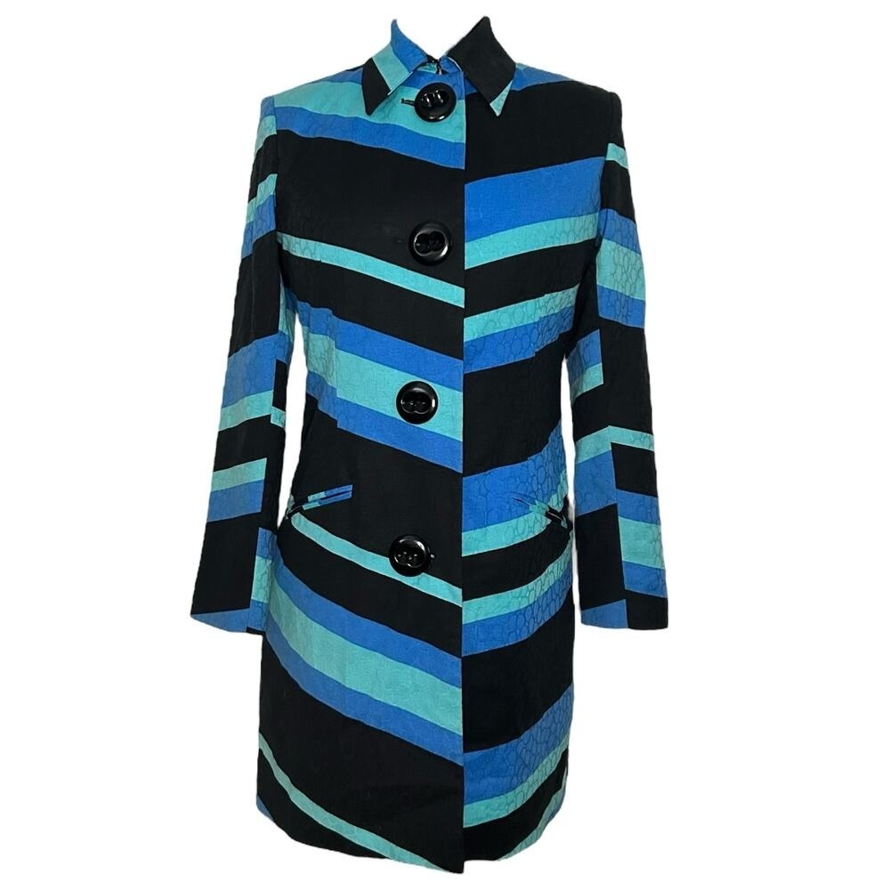 Black and Blue Striped Coat Size 6